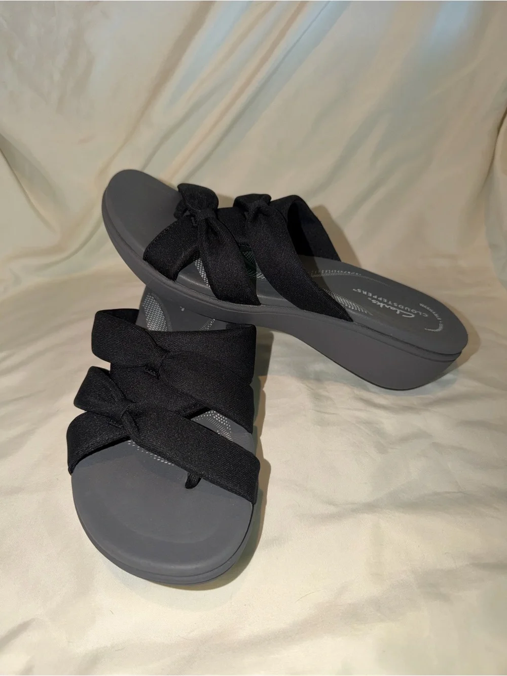 Clarks Breeze Rae Cam Black Knot Slide Sandals for Women